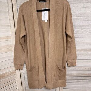 New Directions Women's Camel Open Front Cardigan